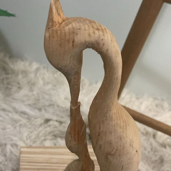 Handcrafted Raw And Unfinished 
Wooden Bird Decor - Picture 3 of 17